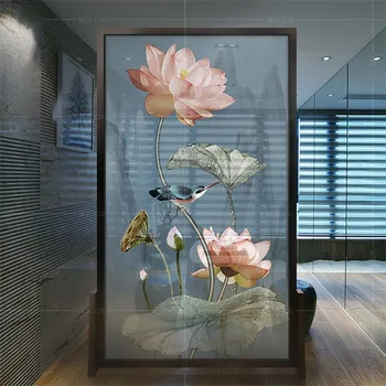 Неръждаема стомана светлина луксозна врата въртяща ратан тъкат Changhong стъклен екран преграда хол проста модерна креативност