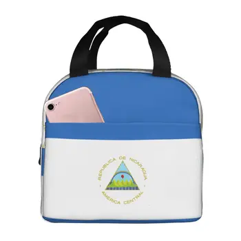 Никарагуа флаг цветове мъкна с обяд чанта за възрастни деца преносим хладилник топлоизолирани храна кутия пикник училище работа Бенто