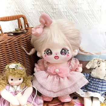Нов 3pc 20cm кукла дрехи памук кукла лятна праскова рокли аксесоари за коса комплекти обувки кукла дресинг дрехи подаръци