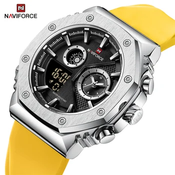 Нов NAVIFORCE спортен стил мъжки часовник водоустойчив издръжлив силиконов материал светлинен многофункционален мъжки кварцов часовник 2023