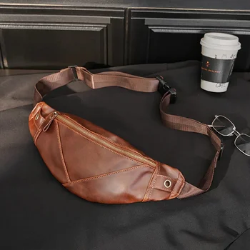 нов Random ретро луд кон PU кожа мъжки гърдите чанта високо качество мода ретро Crossbody мобилен телефон чанти