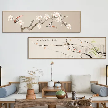 Нов китайски банер бегония цветя и птици платно плакати и отпечатъци ретро стил стена изкуство картина за хотел проучване Начало декор
