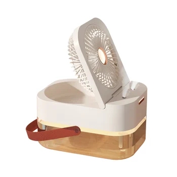 Нов овлажнител мъгла вентилатор преносим вентилатор въздушен охладител USB фен настолен вентилатор с нощна светлина лято бяло