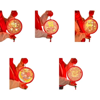 Нова Година 2024 Декорация Висящи фенери висулка LED лампа Китайски пролетен фестивал Благославящ венец с китайски възел