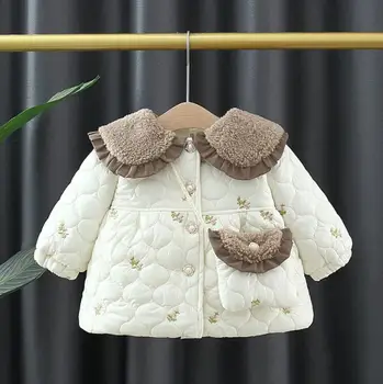 Нова зима новородено бебе момиче палто сладко яке за момичета памук подплатени дрехи деца сгъстяват връхни дрехи 1-4 години