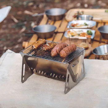 Нова неръждаема стомана инсинератор грил барбекю дървени въглища печка открит пикник преносим сгъваема печка къмпинг оборудване барбекю аксесоар