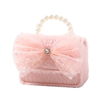 Нова плюшена чанта за деца топла панделка прекрасно момиче принцеса подарък за рожден ден розов бял промяна страдъл раница