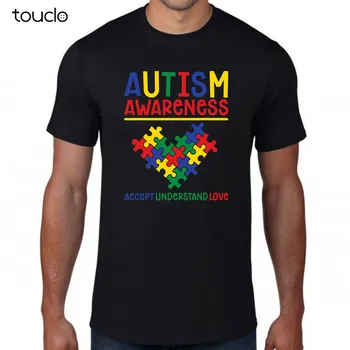 Нова тениска за осведоменост за аутизма Приеми Разбиране на любовта за хора с увреждания пъзел сърце подарък Унисекс S-5Xl Xs-5Xl персонализиран подарък