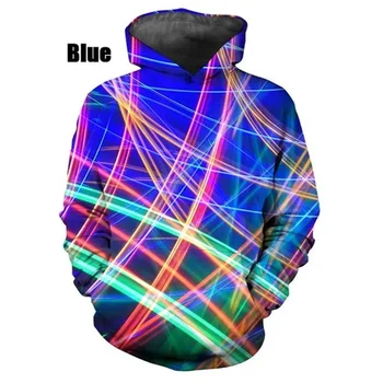 Нови 3D цветни линии отпечатани поп качулки за мъже Детска мода Улично облекло Суитчъри с качулка Жени Harajuku пуловери Hoodie