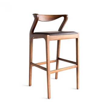 Нови китайски ретро бар столове дизайнерски мебели творчески обратно високи столове Начало Бар стол от масивно дърво Кухненски високи столове