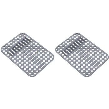 Нови протектори за кухненска мивка Мат 2 пакет, силиконова решетка за мивка за дъното на кухненската мивка, подложки за мивка от неръждаема стомана