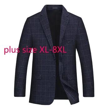 Ново пристигане супер големи есенни и зимни мъже модерен печат костюм палто случайни еднореден блейзъри плюс размер XL-8XL 9XL