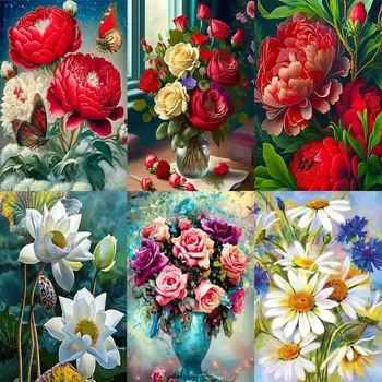 Новопристигнали 2023 Диамантено изкуство живопис комплекти цвете бродерия пълен квадрат мозайка пейзаж кръстат бод Начало декор подарък