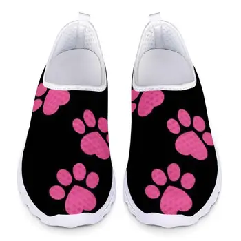 Обувки за кърмене за жени Сладка котка куче лапа печат приплъзване на апартаменти мрежести маратонки пролет/есен случайни дами мокасини Zapatillas Mujer