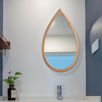 Огледало за баня в европейски стил Творческо огледало с форма на капка Огледало за стенно окачване Баня Монтирано на стената просто огледало за обличане