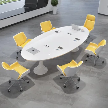 Офис мебели бяла конферентна маса дълга маса овална проста модерна модерна луксозна скандинавска маса за преговори стол комбинация tr