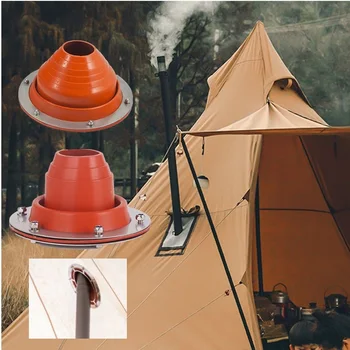 Палатка печка Джак къмпинг печка на дърва яке дупка пожароустойчива тръба червен силиконов капак за палатка комин канал уплътнения гореща палатка Джак