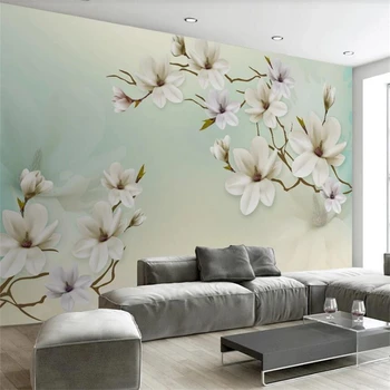 Персонализиран голям 3d тапет елегантен магнолия цвете прост телевизор фон стена хол спалня стенопис papel de pared обои