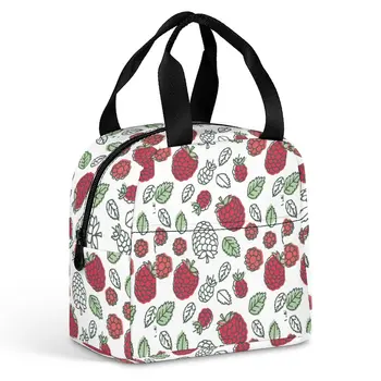 Персонализиран модел голяма пазарска чанта за обяд за жени Цветен печат на грозде Преносима чанта за храна Пикник Пътуване Закуска Box Office Work School