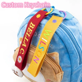 Персонализиран персонализиран бродиран ключодържател Име Текст Лого Модел Ключодържател Персонализиран дизайн Ключодържатели Училищна чанта чанта висулка