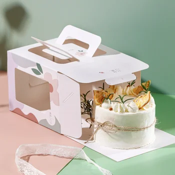 Персонализиран продуктПерсонализиран бял картон Нов дизайн Кутия за опаковане на хранителни кутии с дръжка