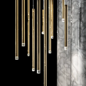 Персонализиран размер полилеи за стълбище Всекидневна Трапезария Спалня Модерен дизайн на тръби Висящи лампи Луксозен декор Вътрешно осветление