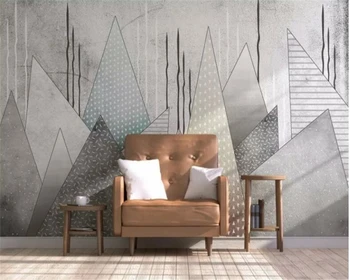 Персонализиран стенопис модерен геометричен триъгълник Скандинавска абстрактна личност хол ТВ фон стена стенни хартии домашен декор