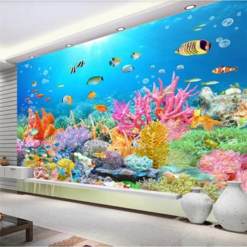 Персонализиран тапет 3d подводен коралов риф TV фон стена хол спалня детска стая тапет фотообои papel de pared