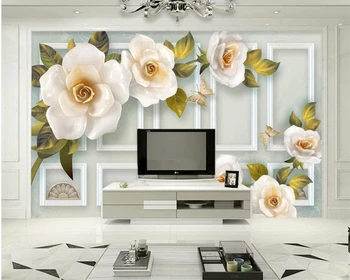 Персонализиран тапет снимка 3D релеф роза декорация на дома телевизор фон стена хол спалня голям стенопис 3d тапет