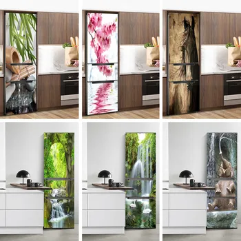 Персонализирана врата хладилник обвивам винил стикер за хладилник капак DIY самозалепващи се подвижни водоустойчиви пълна стена Decal джунгла
