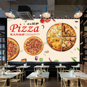 Персонализирана пица за бързо хранене фото тапет индустриална декорация стенопис снек-бар ресторант фон стена хартия papel de parede
