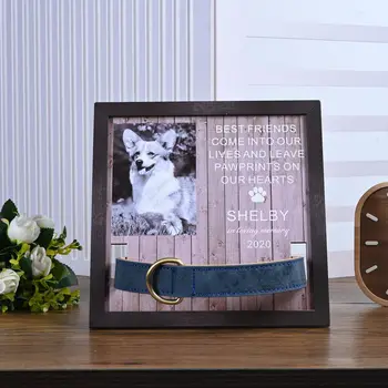 Персонализирана рамка за кучета Домашен любимец Мемориален подарък Куче Рамка за картини Име на домашен любимец Дървена рамка за снимки Безплатни персонализирани снимки и текст Мемориален подарък