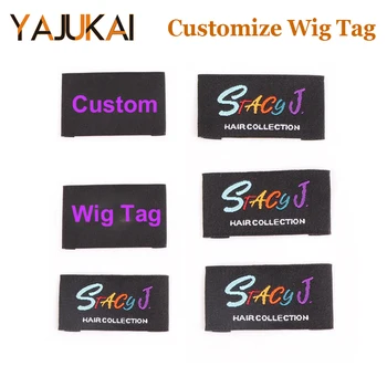 Персонализирани етикети за етикети за аксесоари за коса с лого Персонализирани етикети за плетене Тъкани етикети за перука Вътре в перука Персонализирани 100