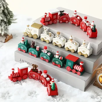 Пластмасов влак Коледен украшение Коледна украса за домашна маса 2023 Коледни подаръци Ноел Натал Навидад Честита Нова Година 2024