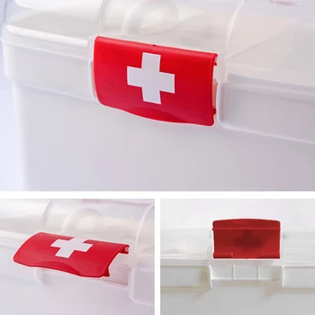 Пластмасова многофункционална семейна кутия за спешни случаи Преносима кутия за съхранение на комплект за първа помощ с дръжка Инструменти за медицински сандъци