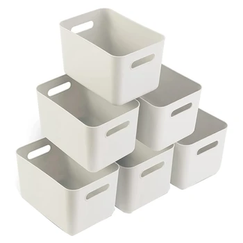Пластмасови кутии за съхранение Комплект от 6 пластмасови кошници за съхранение на баня, кухненско съхранение (6 пакета)
