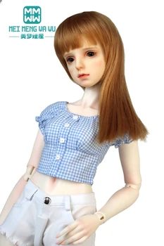 Подходящ за 58-60CM 1/3 SD кукли играчки топка съвместно кукла мода карирана риза супер къси къси къси панталони подарък на момиче