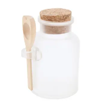прахообразна вана сол 200ml пластмасова празна бутилка крем буркан контейнер с коркова лъжица за многократна употреба празна трайна