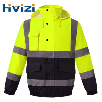 Предпазни якета за работа мъже Зимни Hi Vis яке работно облекло удебелени термични водоустойчиви ветроупорни отразяващи яке мъже