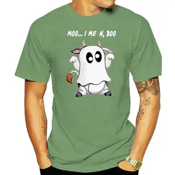 Призрачна крава Moo I Mean Boo Funny Halloween Cow Boo 100% памук лято мъжки новост извънгабаритни тениска жени случайни улично облекло Tee