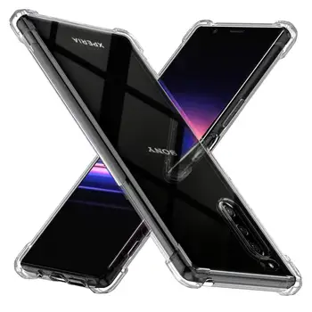 Прозрачен силиконов удароустойчив калъф за телефон за Sony Xperia 8 1 II L4 10 III Lite 5 IV V 10 Plus ACE2 ACE3 броня TPU заден капак