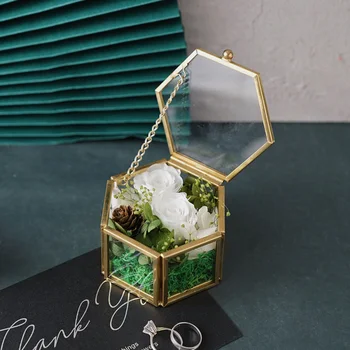 Прозрачен стъклен пръстен кутия DIY ръчно изработени сватбени бижута пръстен съхранение дисплей опаковка кутия аксесоари