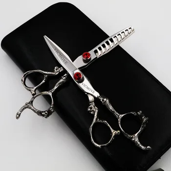 Професионални фризьорски ножици Подстригване + Изтъняващи ножици Бръснарски ножици Tijeras Висококачествен салон 6 инча