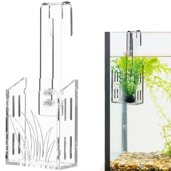 растителна стойка риба костен имплант чаша резервоар аквариум декорация акрил ясно притежателя