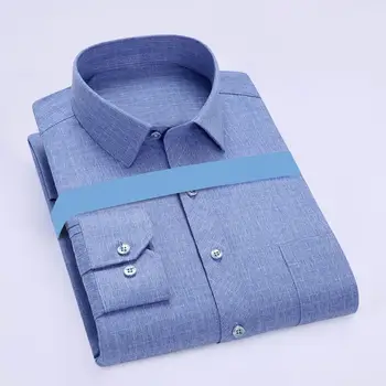 Ревера яка риза на средна възраст баща официален бизнес стил раирана риза с включване надолу яка тънък годни бутони дълго за мъже