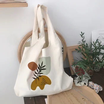 Ретро Бохо растения естетически платно голяма пазарска чанта дама чанта Harajuku Ulzzang мода рамо чанти голям капацитет студент bookbag