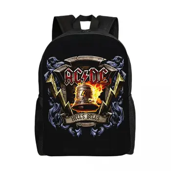 Ретро рок Hells Bells AC DC лаптоп раница мъже жени мода bookbag за училище колеж студент чанти