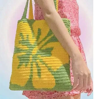 Ръчно тъкана чанта за рамо на цветя, дамска чанта, изящна изработка, красив модел, проста и щедра чанта за съхранение
