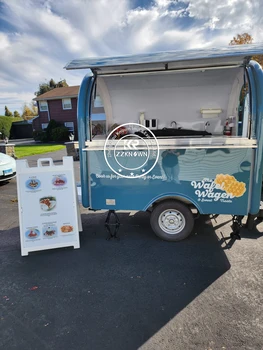 САЩ 220CM бързо хранене ремарке с пълно кухненско оборудване балон вафла сладък количка дисплей сладолед камион пица храна кафене