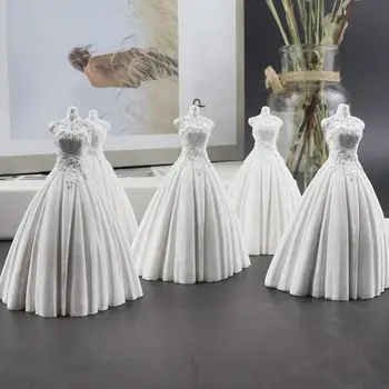 Сватбена бяла романтична елегантна булчинска булчинска рокля Creative Design Candle Paraffin Wax Small Elegant Ornaments Decorations
